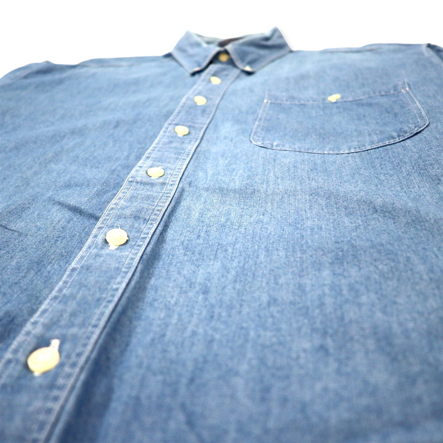 CHAPS RALPH LAUREN 90年代 デニム ボタンダウンシャツ 16.5-34/35 ブルー コットン