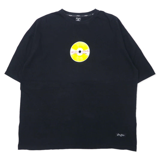 SEAN JOHN 00年代 ビッグシルエット プリント Tシャツ XXL ブラック コットン レコード LIMITED COLLECTION ビッグサイズ