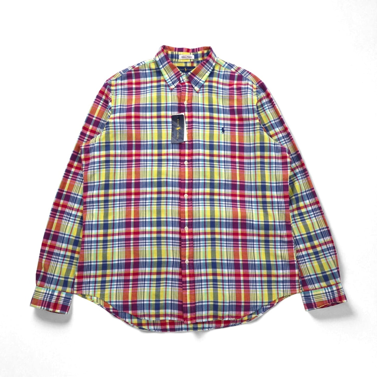 RALPH LAUREN インディアン マドラス Indiam Madras ボタンダウンシャツ XL マルチカラー チェック コットン スモールポニー刺繍 未使用品
