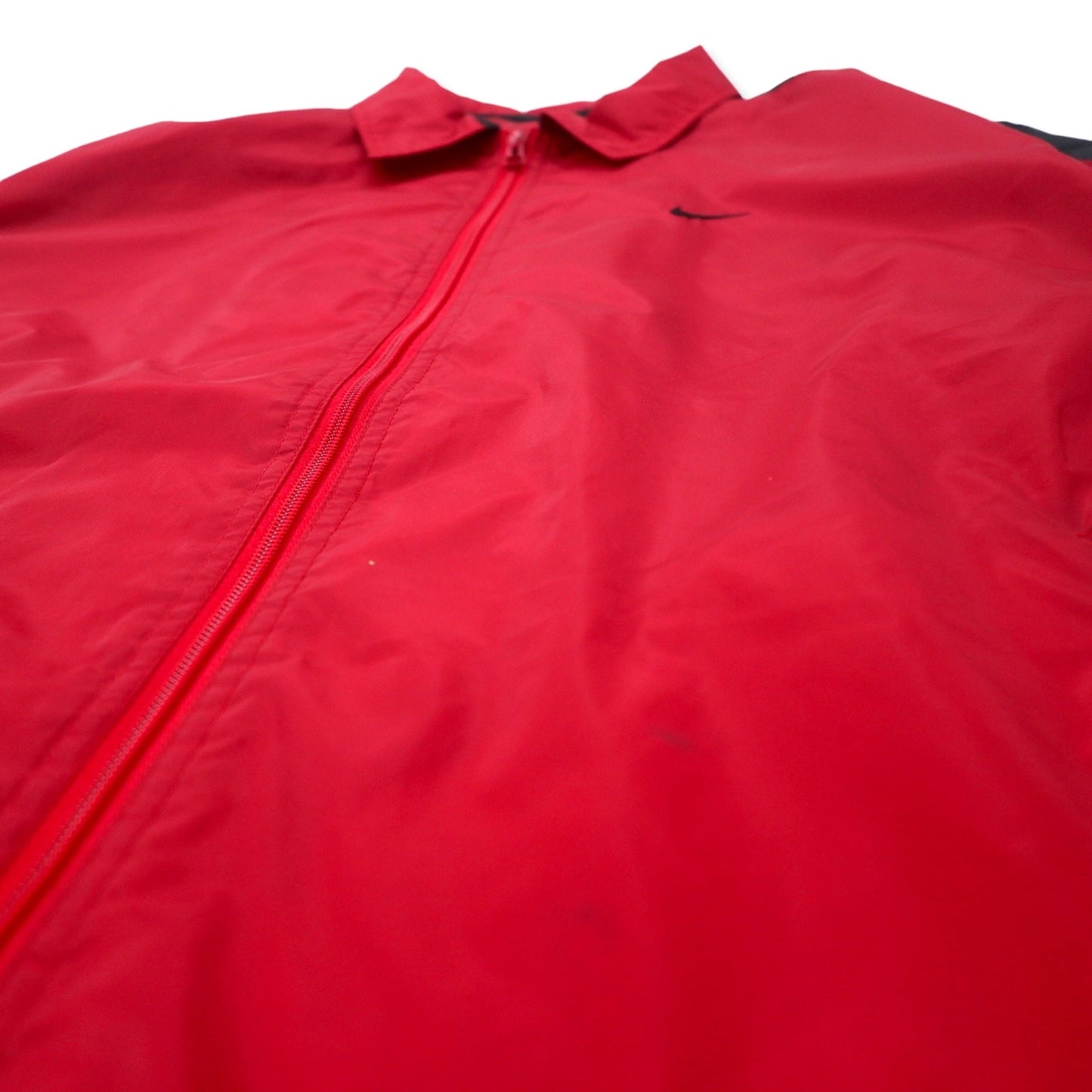 NIKE 90年代 ナイロンジャケット スポーツジャケット L レッド ブラック サイドライン スウォッシュロゴ 黒タグ ビッグサイズ