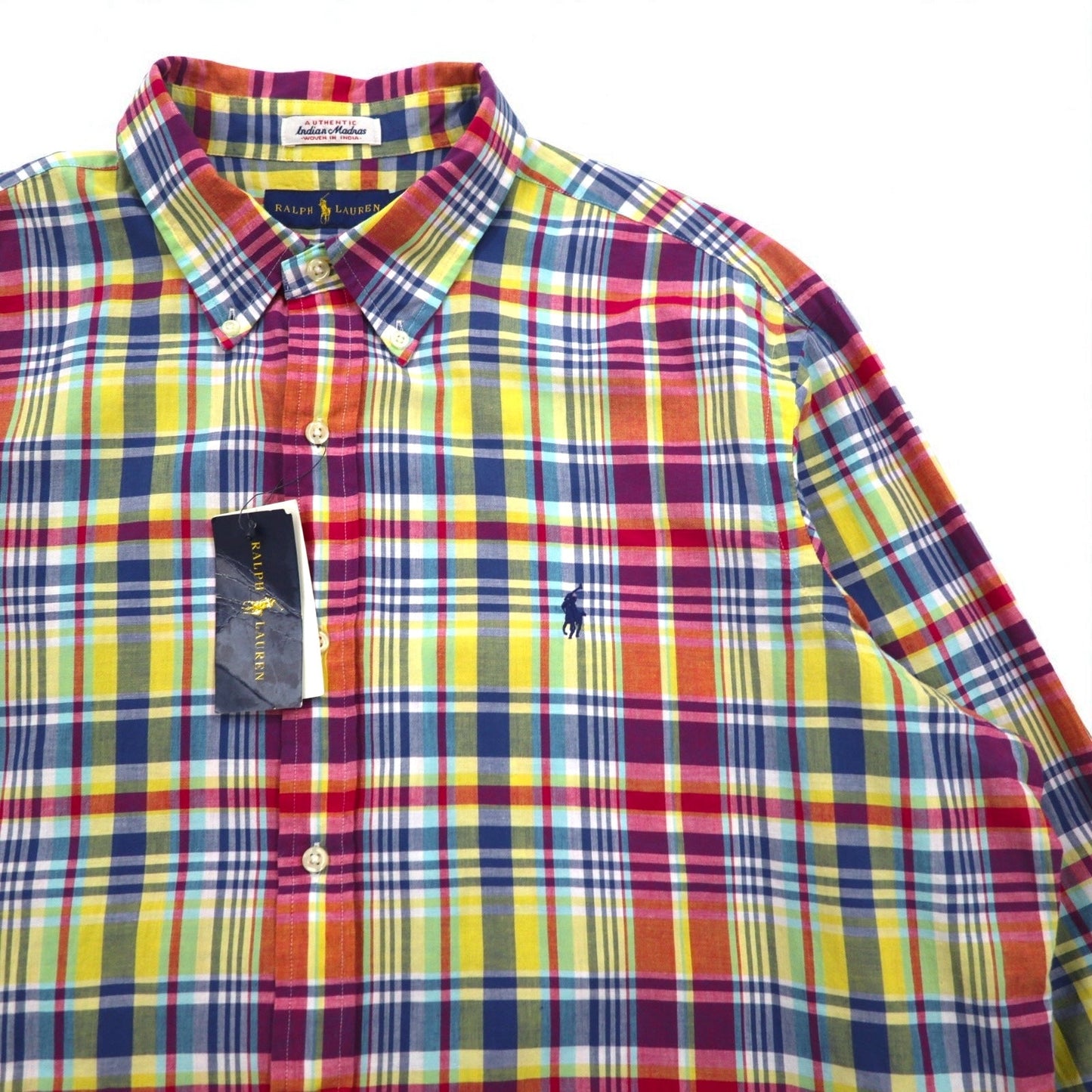 RALPH LAUREN インディアン マドラス Indiam Madras ボタンダウンシャツ XL マルチカラー チェック コットン スモールポニー刺繍 未使用品