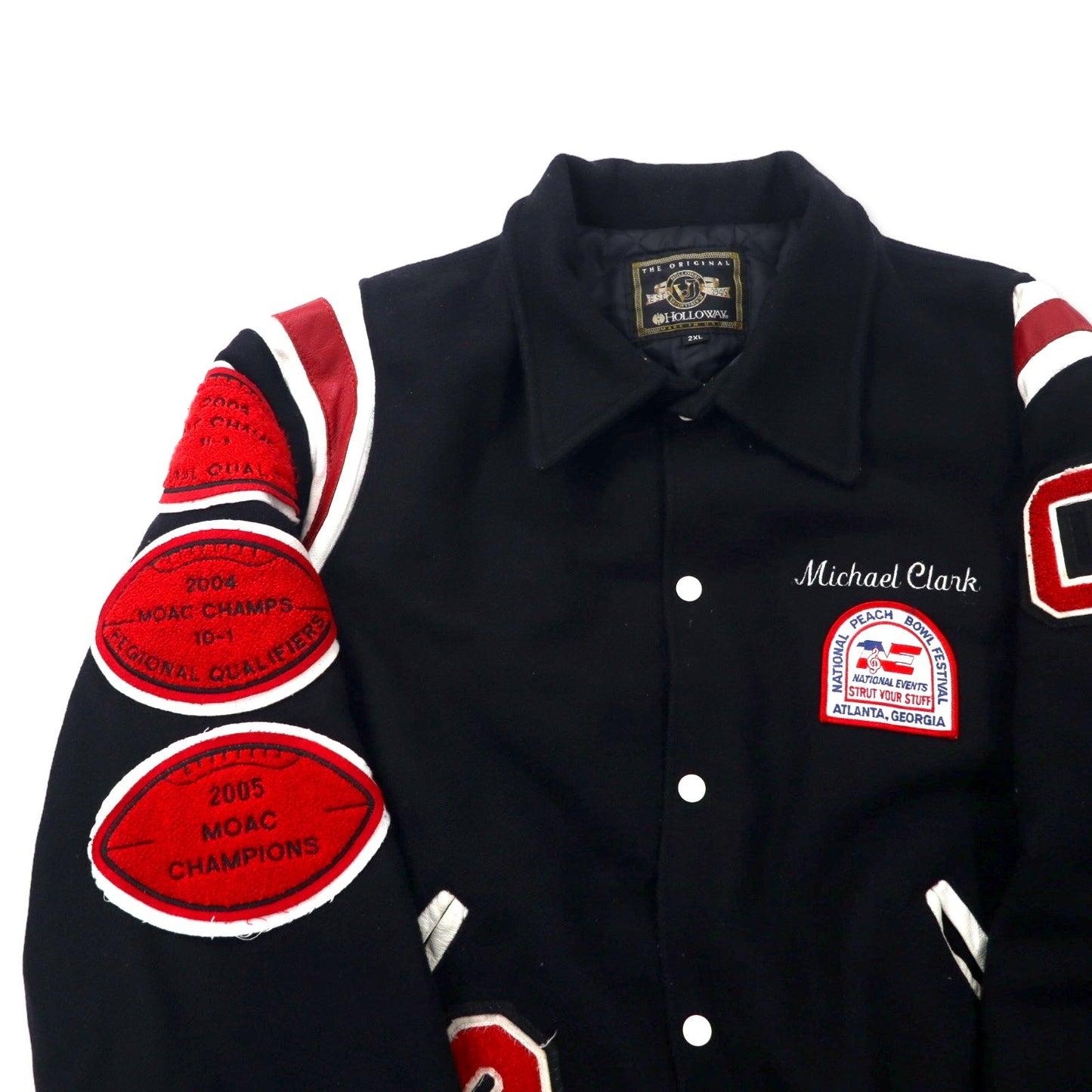 HOLLOWAY USA製 90年代 スタジャン 2XL ブラック ウール キルティングライナー ワッペン