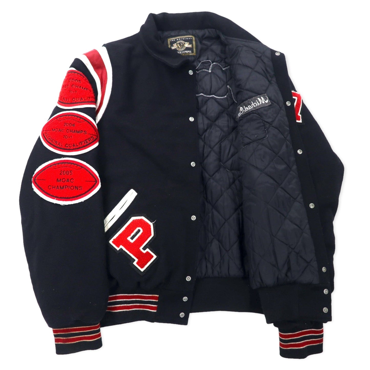 HOLLOWAY USA製 90年代 スタジャン 2XL ブラック ウール キルティングライナー ワッペン