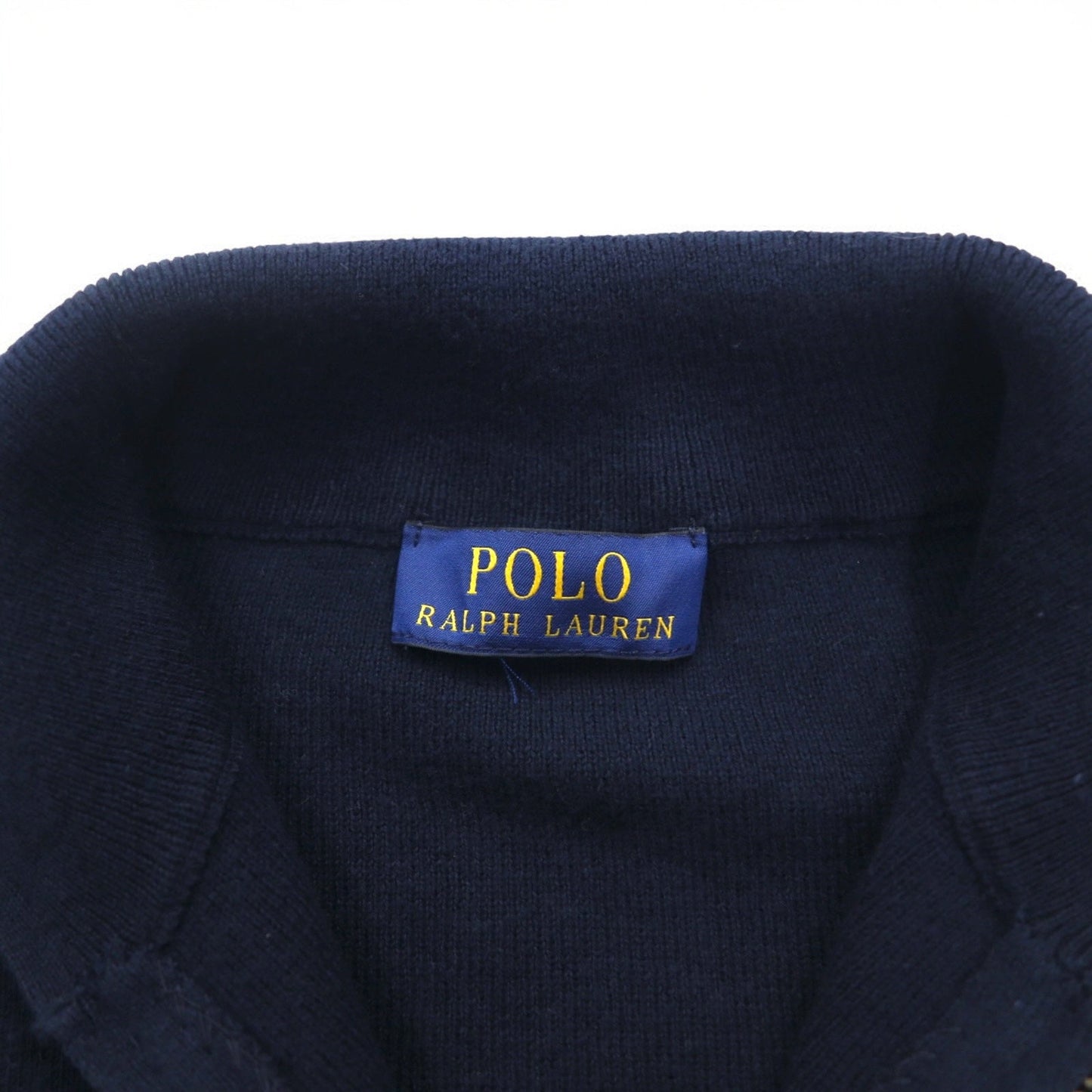 POLO RALPH LAUREN フルジップ ドライバーズニット セーター L ネイビー コットン スモールポニー刺繍