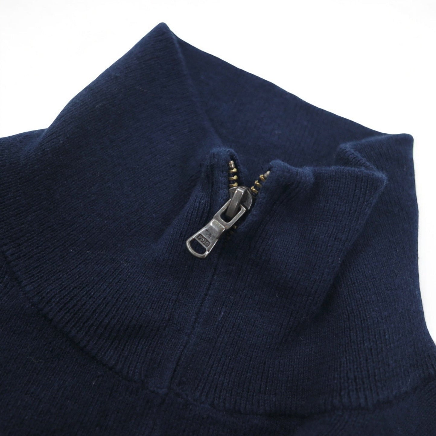 POLO RALPH LAUREN フルジップ ドライバーズニット セーター L ネイビー コットン スモールポニー刺繍