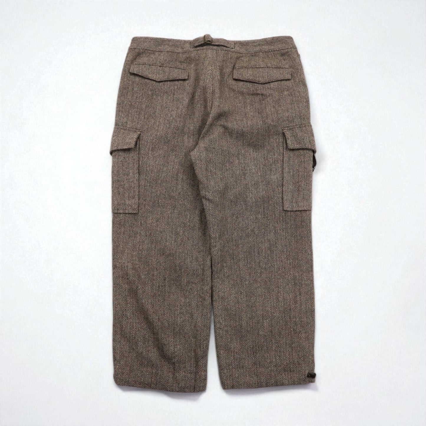 POLO JEANS COMPANY RALPH LAUREN 90年代 ワイド クロップド ツイード パンツ トラウザーズ M ブラウン ウール ヘリンボーン CITY TWEED 未使用品