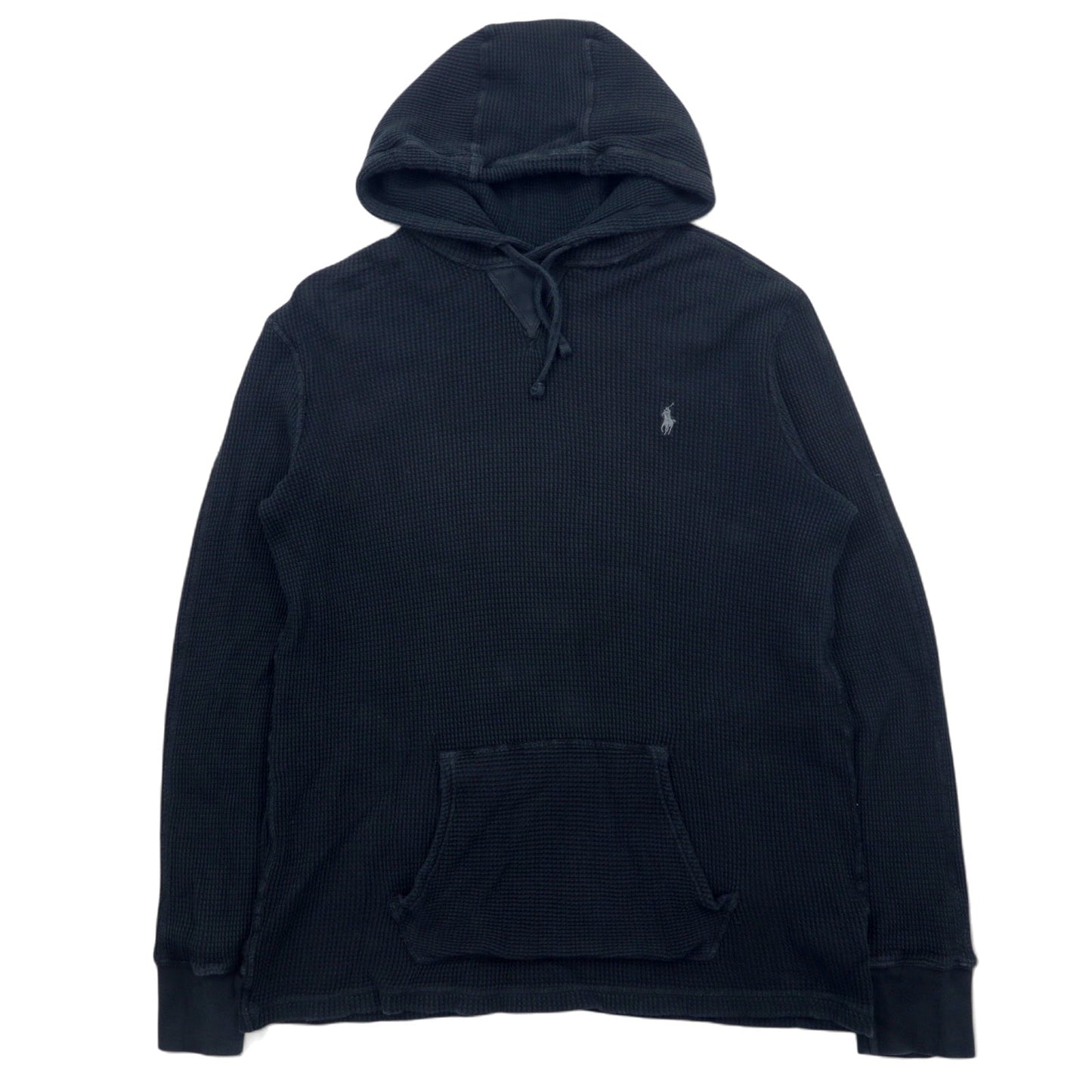 POLO RALPH LAUREN サーマル プルオーバー パーカー L ブラック コットン スモールポニー 刺繍