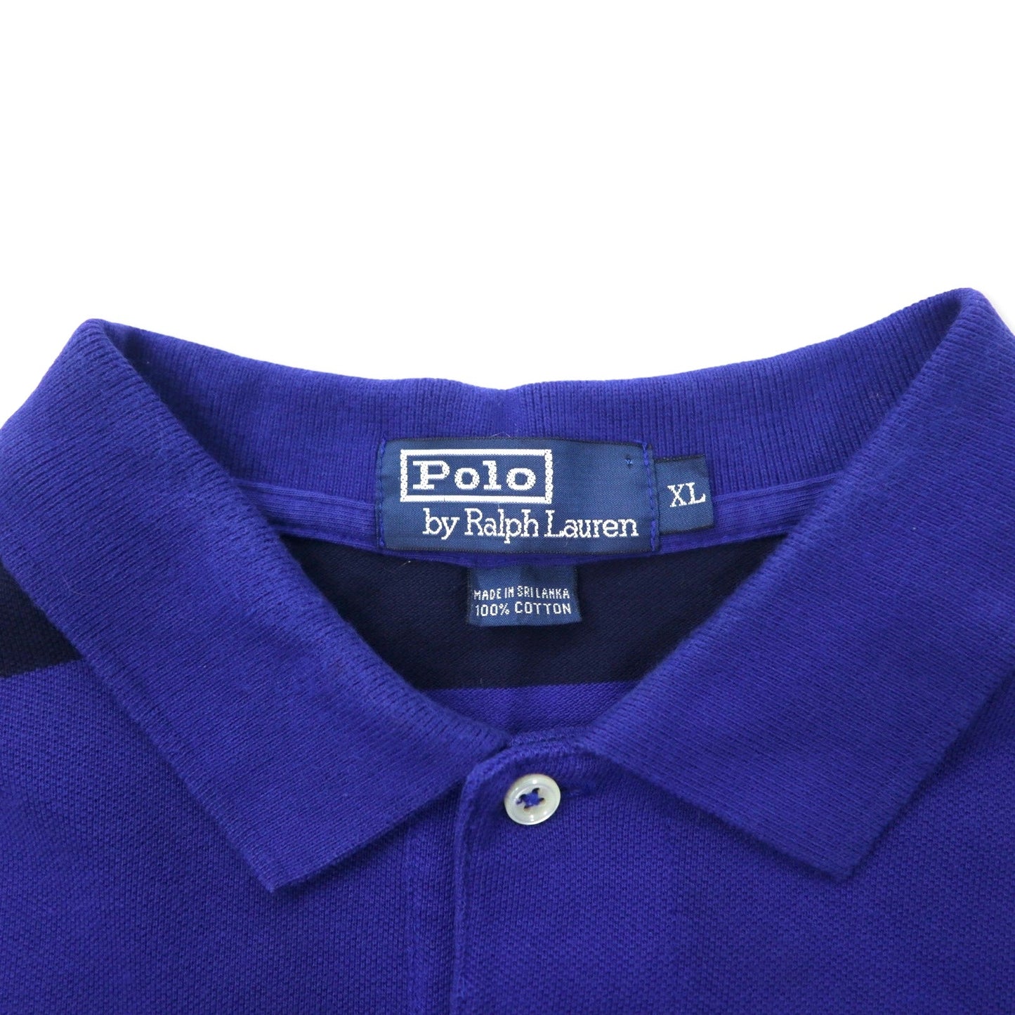 Polo by Ralph Lauren ボーダー ラガーシャツ ポロシャツ XL ブルー コットン スモールポニー刺繍