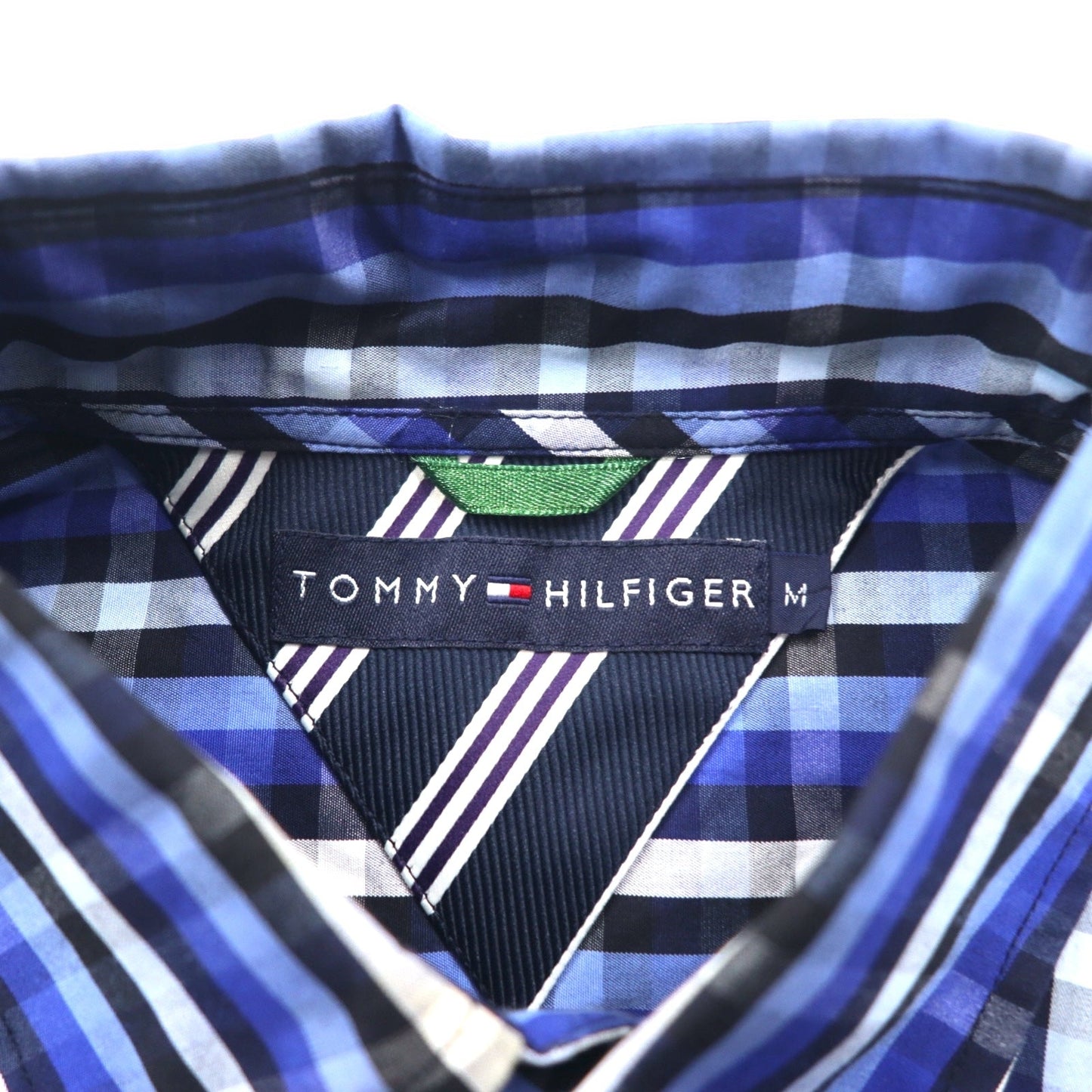 TOMMY HILFIGER ボタンダウンシャツ M ブルー チェック コットン ビッグサイズ