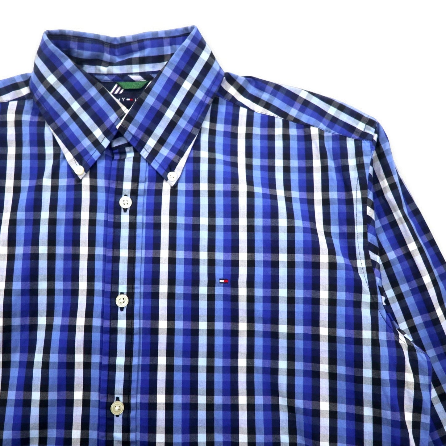 TOMMY HILFIGER ボタンダウンシャツ M ブルー チェック コットン ビッグサイズ
