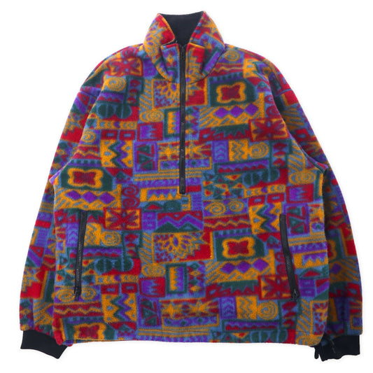 AVON Sportswear カナダ製 80年代 ハーフジップ フリースジャケット 総柄 M マルチカラー ポリエステル 幾何学柄 ビッグサイズ