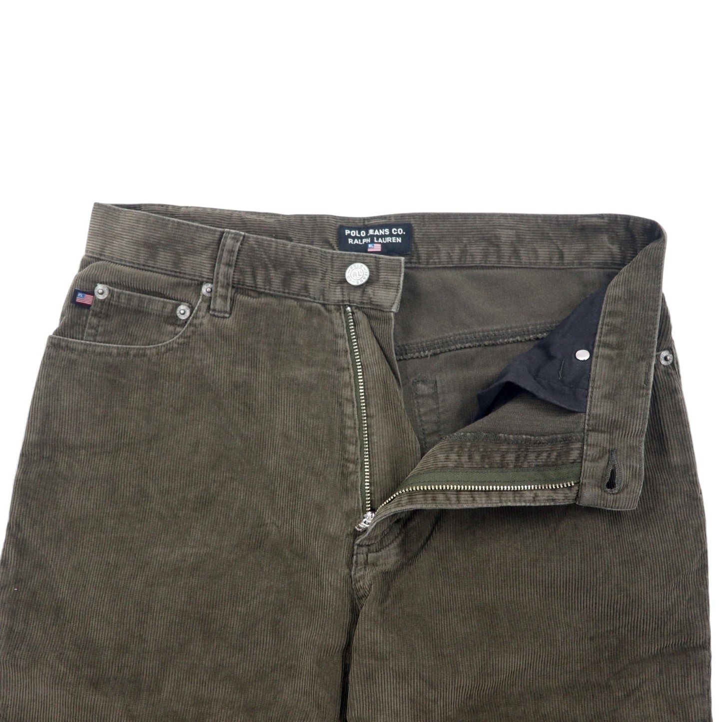 POLO JEANS Co. RALPH LAUREN 90年代 コーデュロイパンツ 30 ブラウン コットン 星条旗 ジッパーフライ レザーパッチ