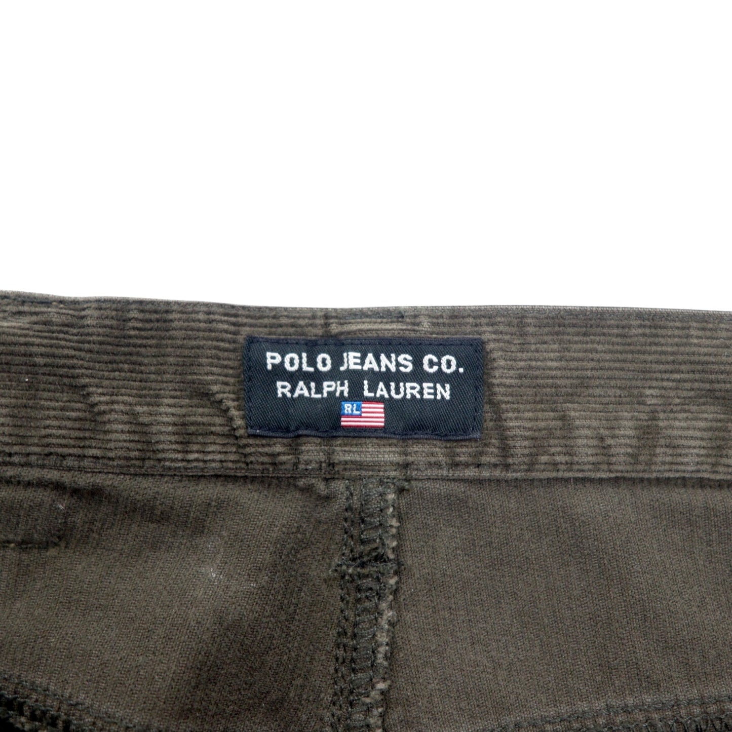 POLO JEANS Co. RALPH LAUREN 90年代 コーデュロイパンツ 30 ブラウン コットン 星条旗 ジッパーフライ レザーパッチ