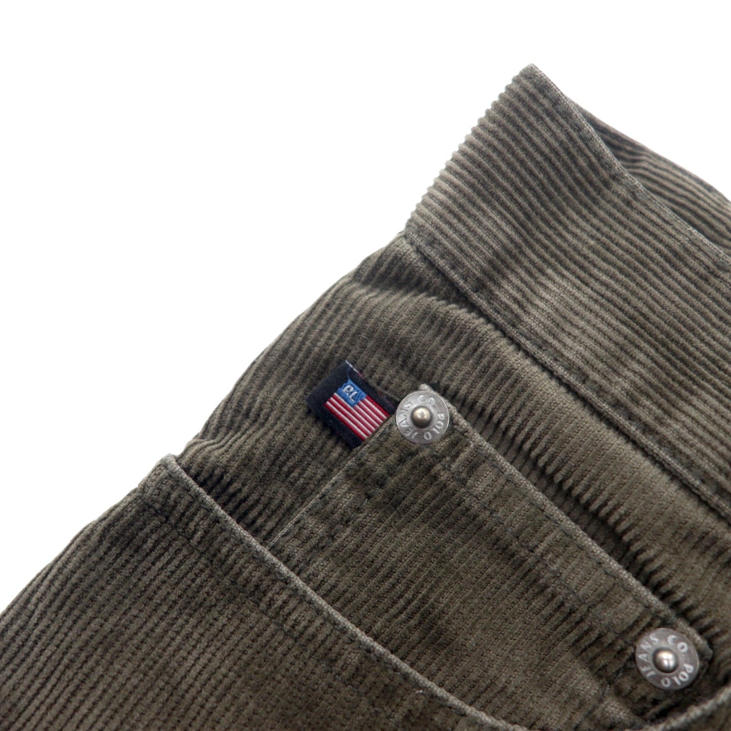 POLO JEANS Co. RALPH LAUREN 90年代 コーデュロイパンツ 30 ブラウン コットン 星条旗 ジッパーフライ レザーパッチ