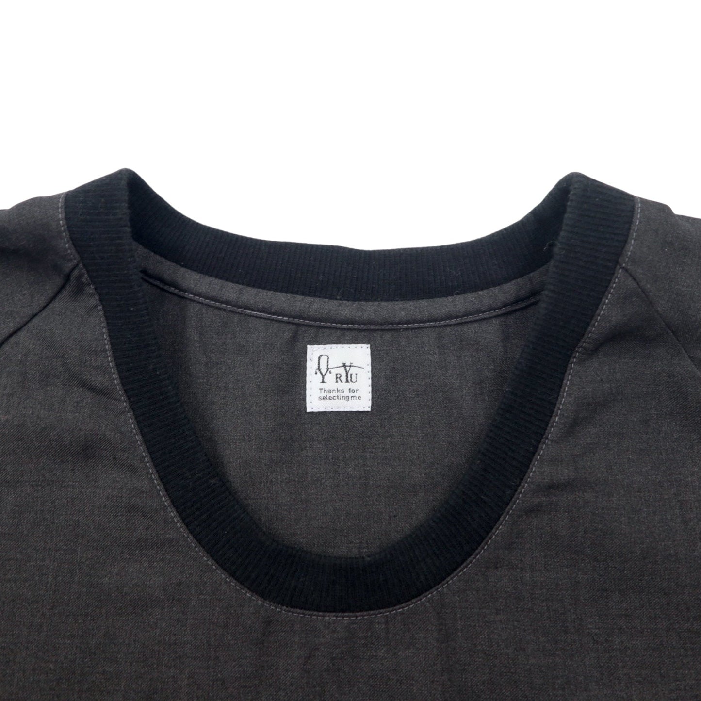 RYU ポンチョシャツ ドローコード Tシャツ FREE グレー ポリエステル レーヨン 異素材切り替え 日本製