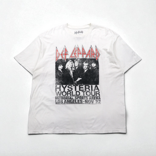DEF LEPPARD デフレパード オフィシャル ロック バンド Tシャツ 2XL ホワイト HYSTERIA WORLD TOUR メキシコ製