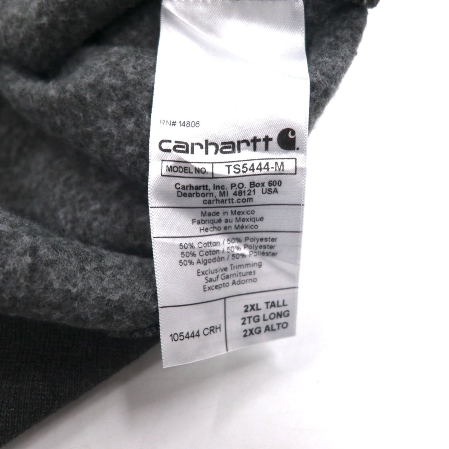 Carhartt ルーズフィット ミッドウェイト クルーネック スウェット 2XL グレー 裏起毛 袖 ルーズフィット ミッドウェイト クルーネック ロゴ 袖 グラフィック スウェットシャツ TS5444 105444 メキシコ製