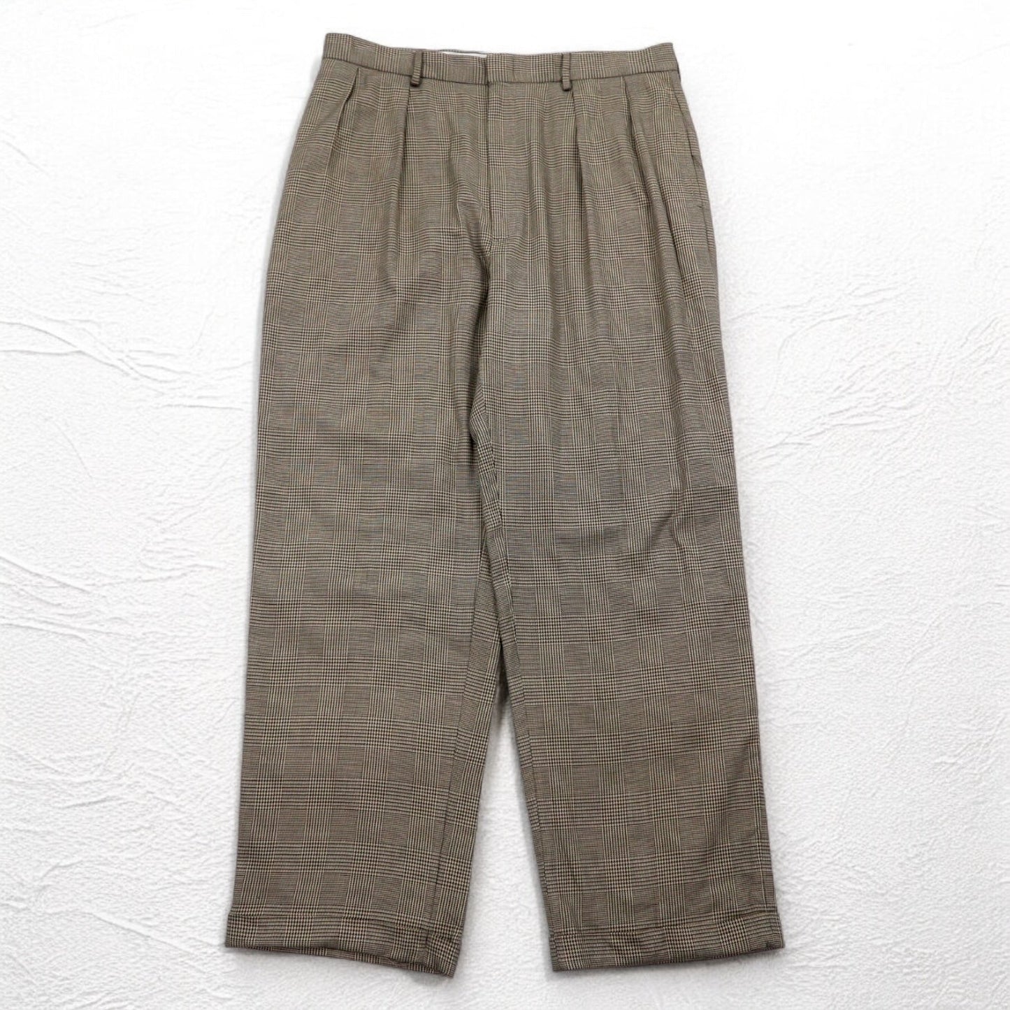 Polo by Ralph Lauren 90年代 タック ワイド スラックスパンツ L グレンチェック サスペンダーボタン