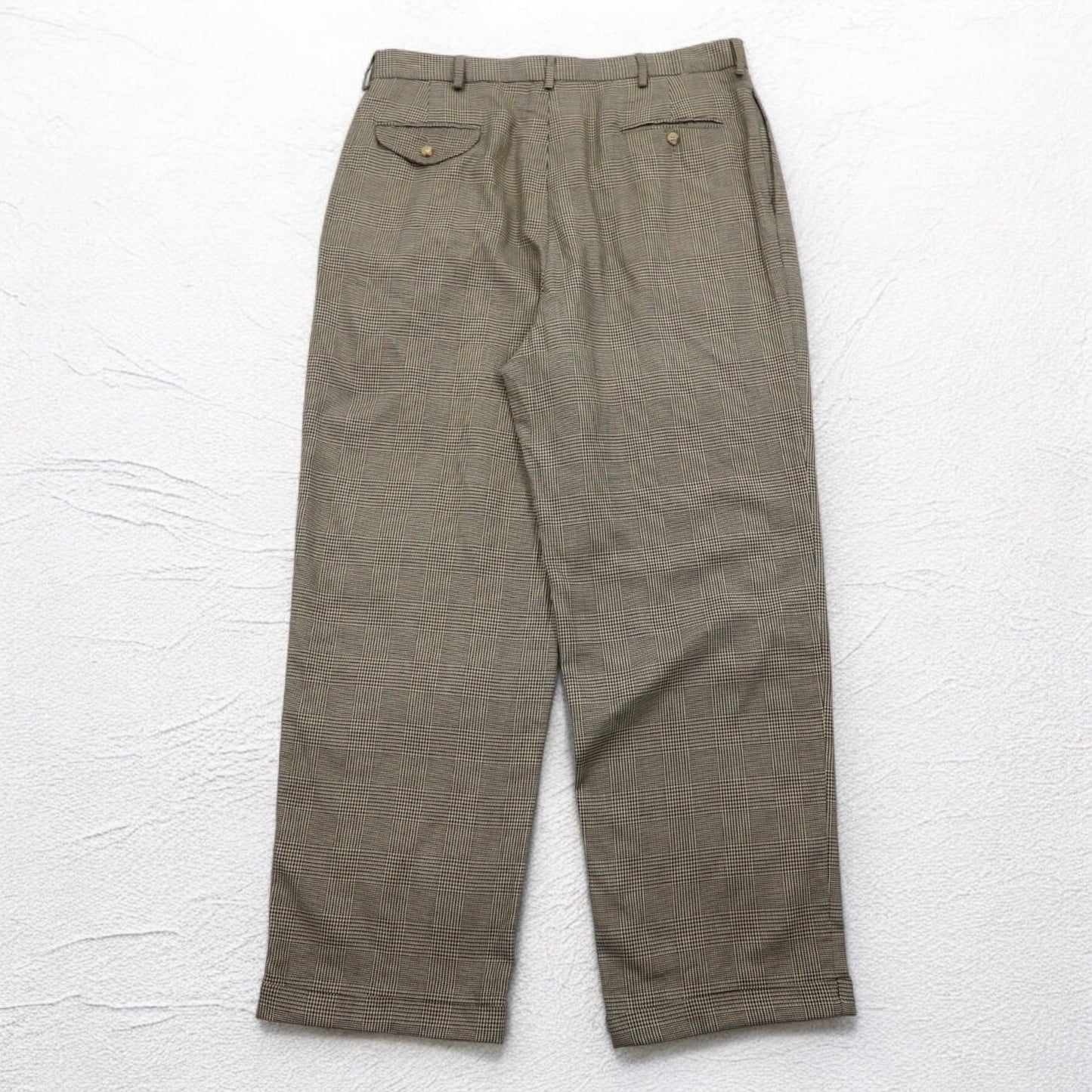 Polo by Ralph Lauren 90年代 タック ワイド スラックスパンツ L グレンチェック サスペンダーボタン