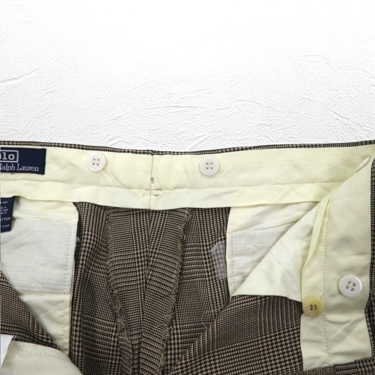 Polo by Ralph Lauren 90年代 タック ワイド スラックスパンツ L グレンチェック サスペンダーボタン