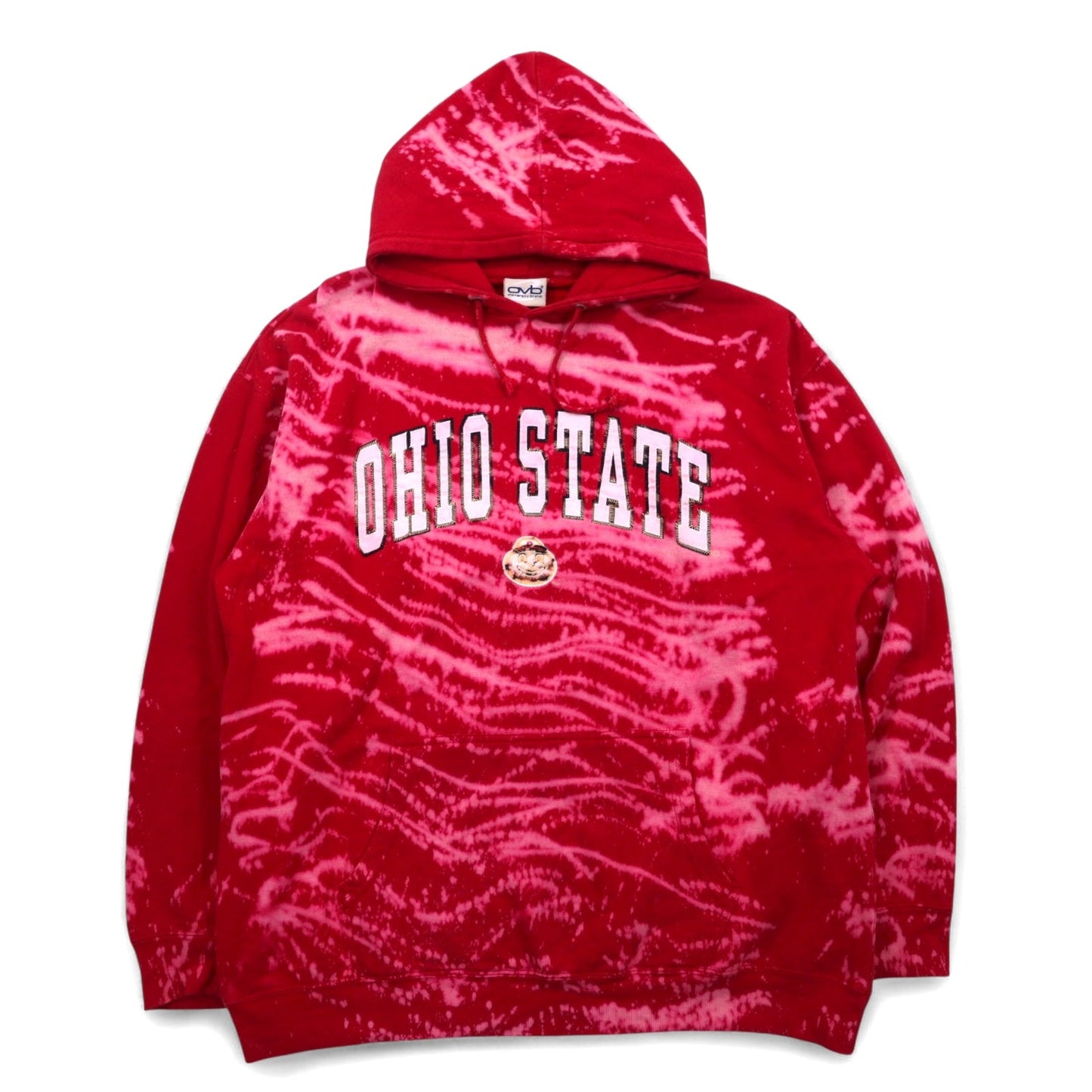 ovb ( old varsity brand ) タイダイ カレッジ プルオーバー パーカー XL レッド OHIO STATE