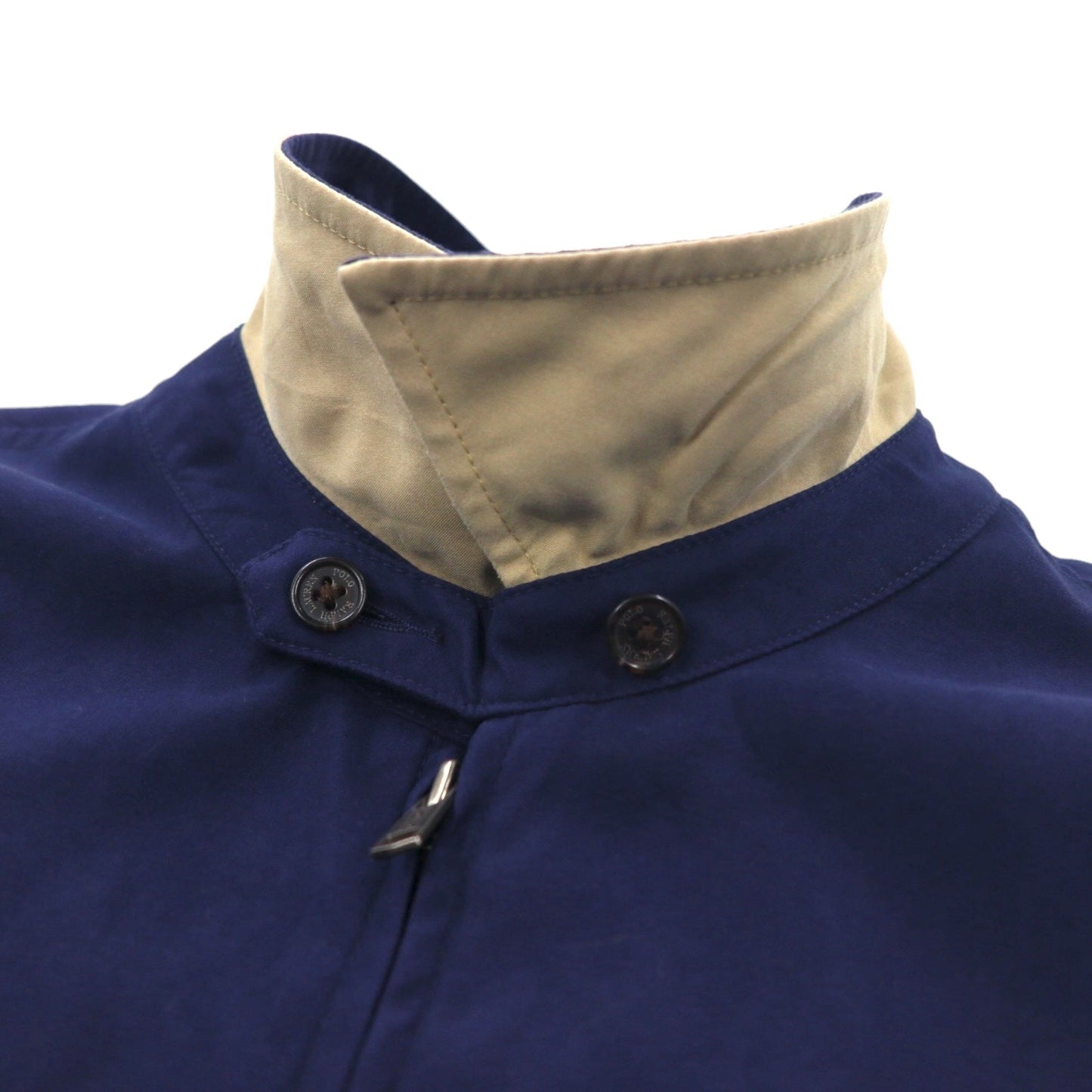 Polo by Ralph Lauren 90年代 スウィングトップ ハリントンジャケット XL ネイビー ポリエステル 裏地チェック スモールポニー刺繍