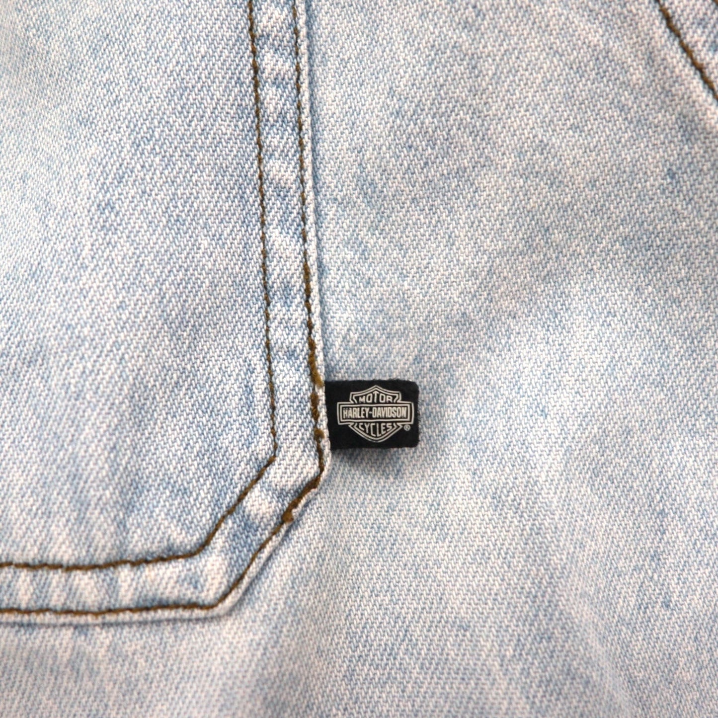 HARLEY DAVIDSON アイスウォッシュ デニムシャツ L ライトブルー コットン バックロゴ刺繍