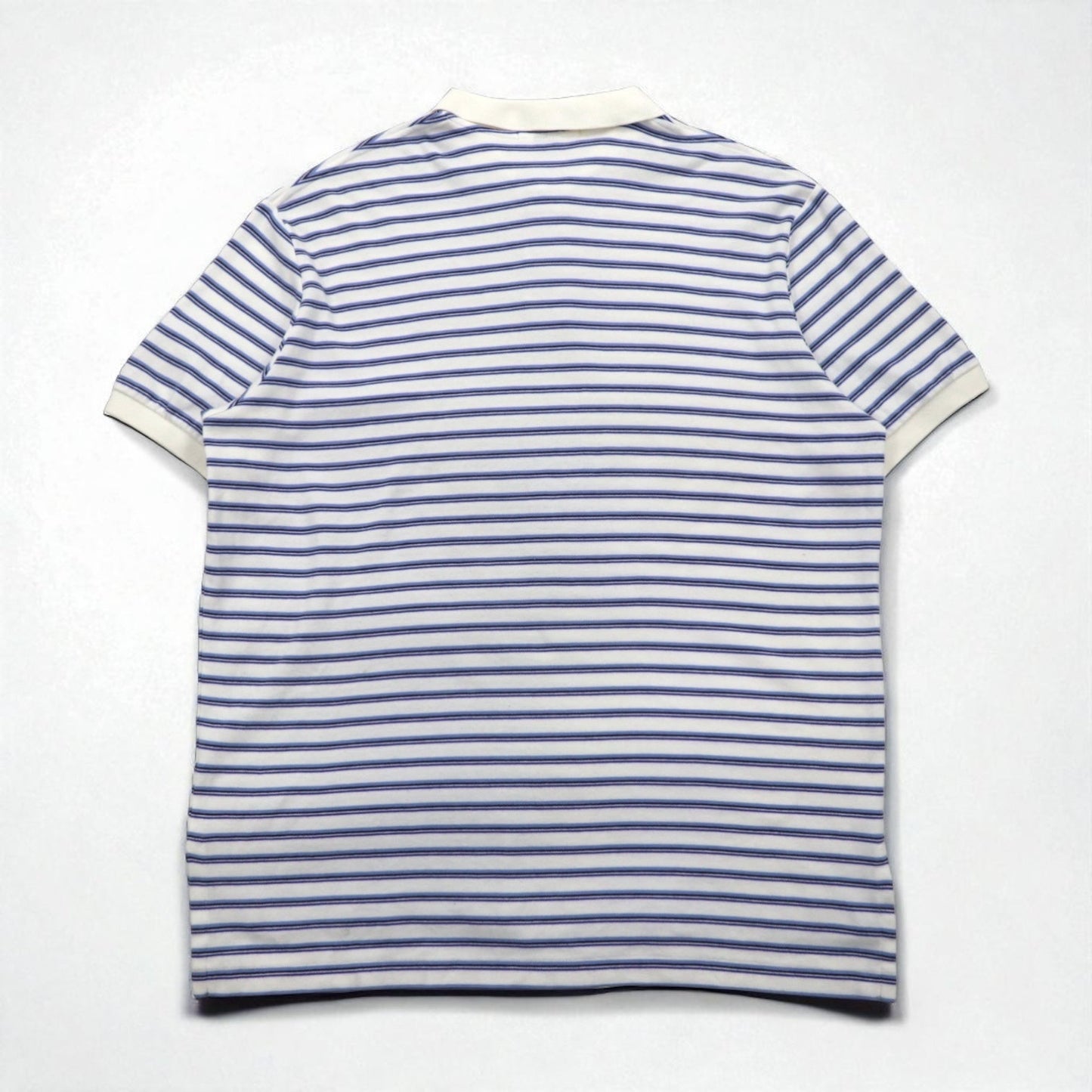 Polo by Ralph Lauren 90年代 ボーダー ポロシャツ L ホワイト ブルー コットン スモールポニー刺繍