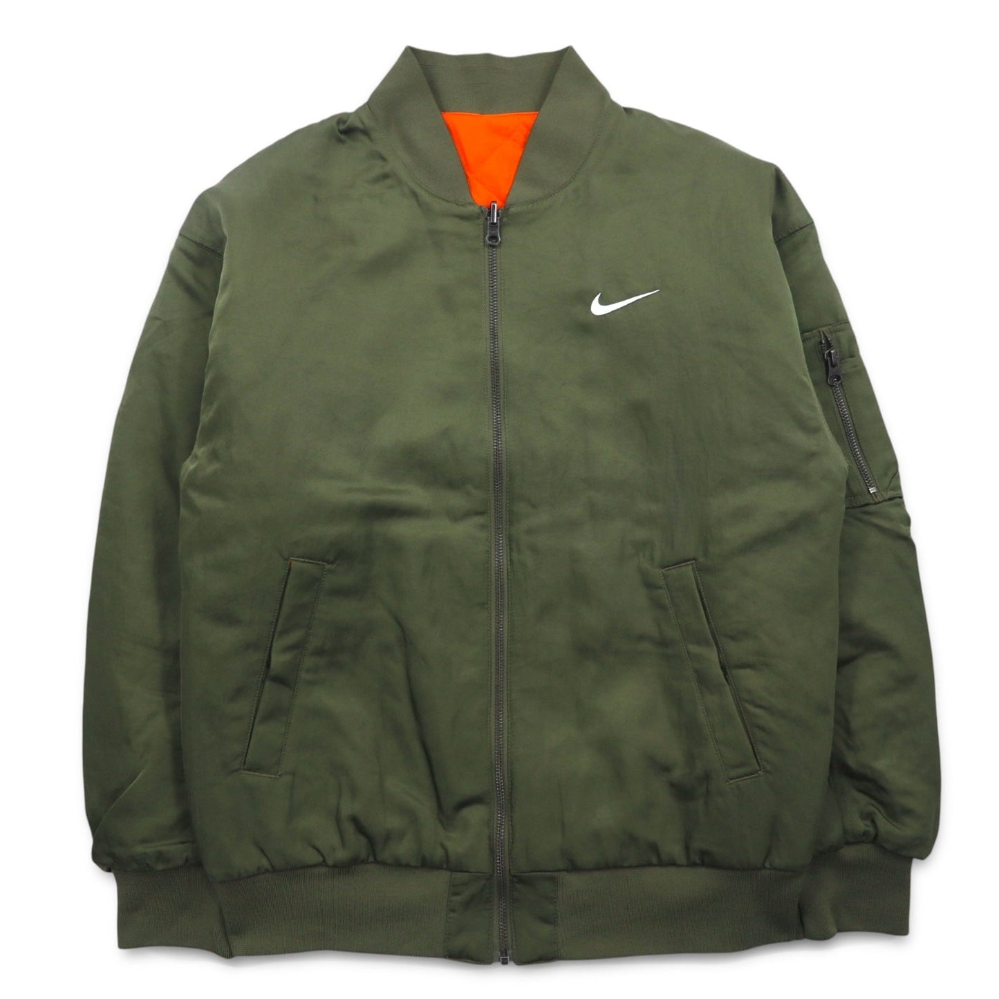 NIKE リバーシブル MA-1 フライト ボンバージャケット S カーキ オレンジ NIKE VRSTY BMBR JKT