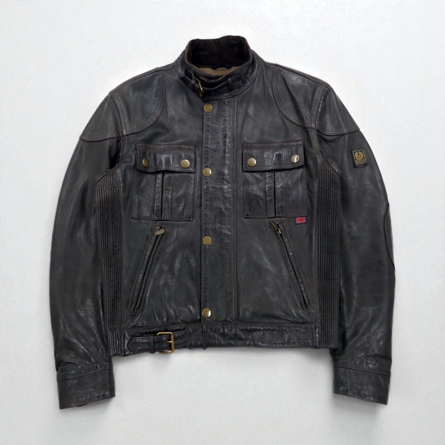 Belstaff イタリア製 ギャングスター ハンドワックス レザー モーターサイクルジャケット ライダース M ブラウン