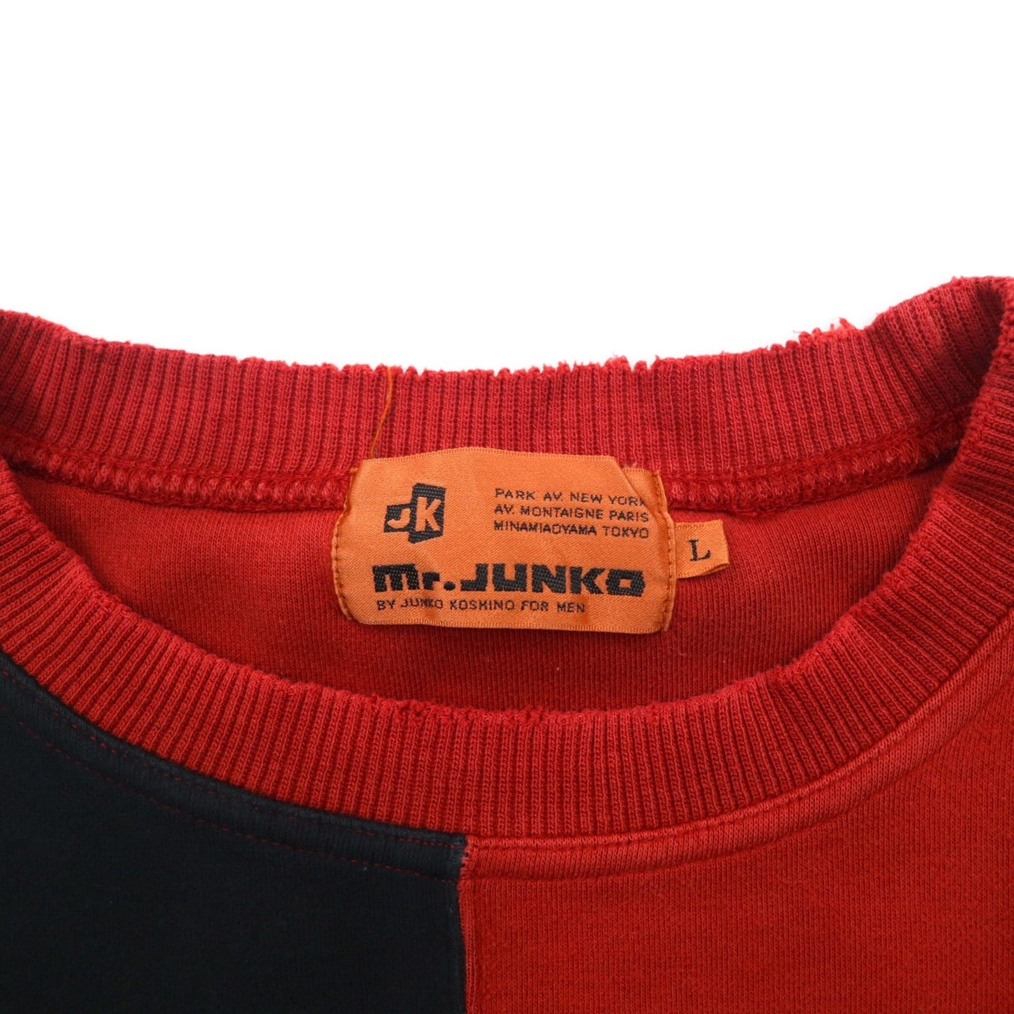 Mr.JUNKO 90年代 スウェット L レッド ブラック バイカラー コットン ロゴ刺繍 日本製