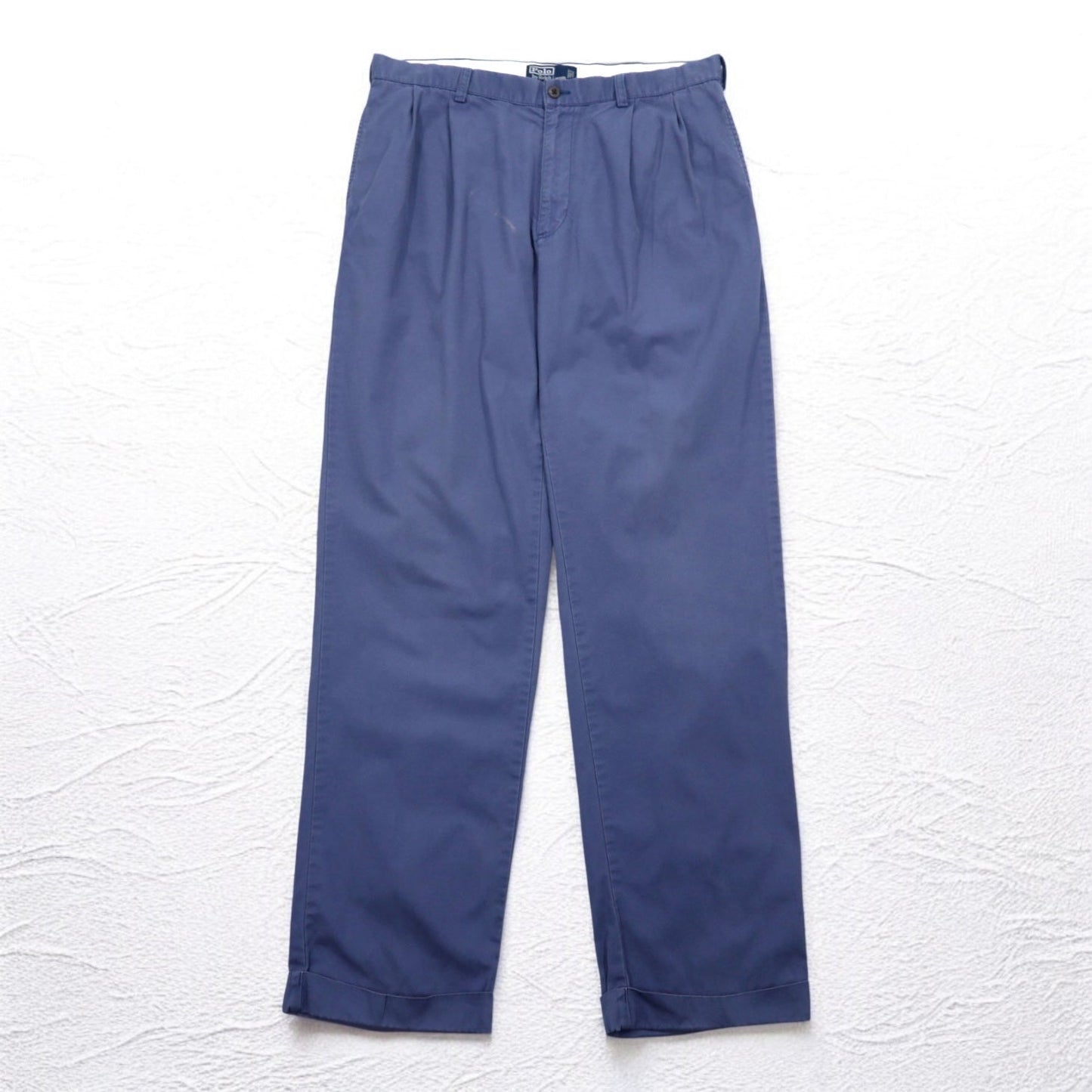 Polo by Ralph Lauren 90年代 タック ワイド チノパンツ L ブルー コットン HAMMOND PANT