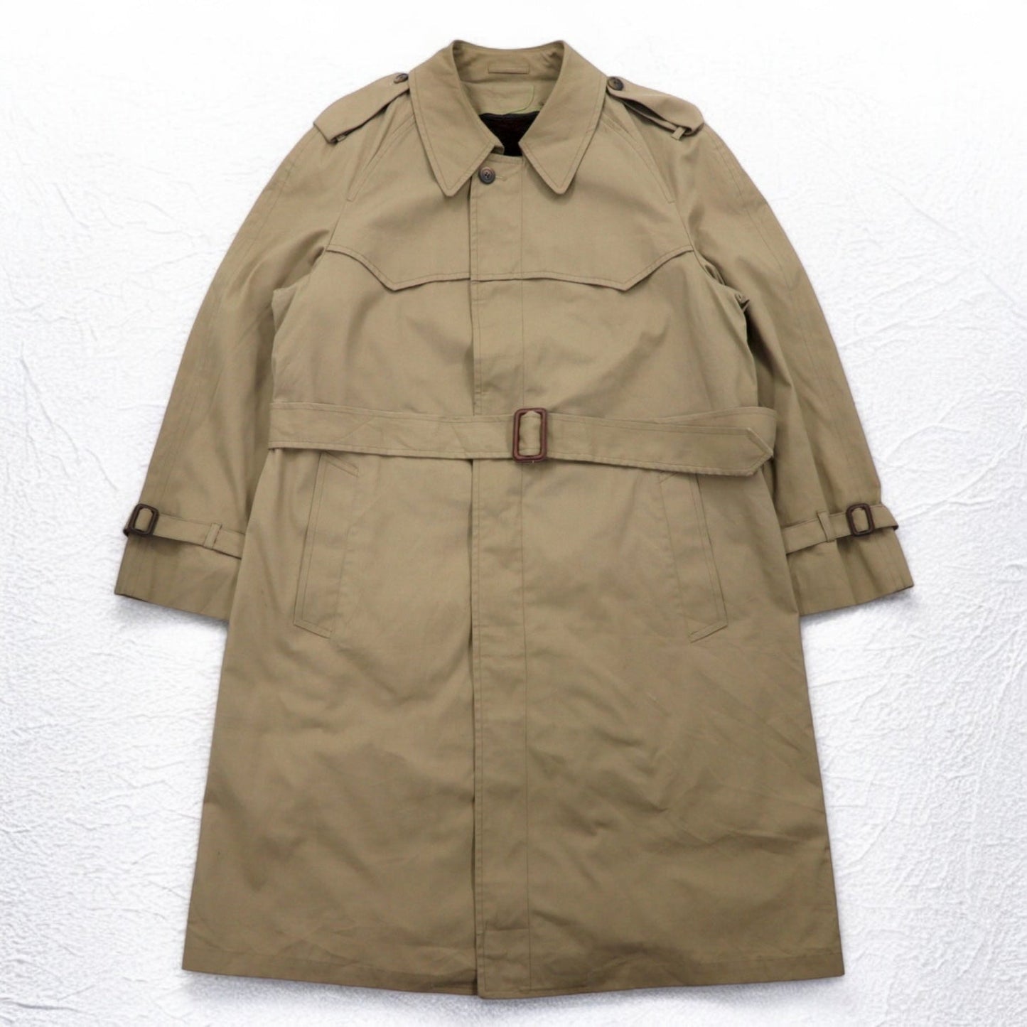 LONDON FOG ステンカラー トレンチコート XL ベージュ 比翼 エポレット ファーライナー着脱式 ベルト付き