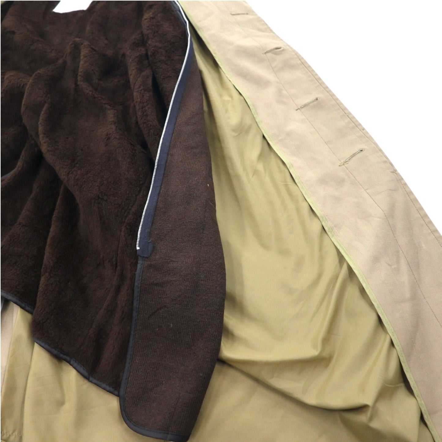 LONDON FOG ステンカラー トレンチコート XL ベージュ 比翼 エポレット ファーライナー着脱式 ベルト付き