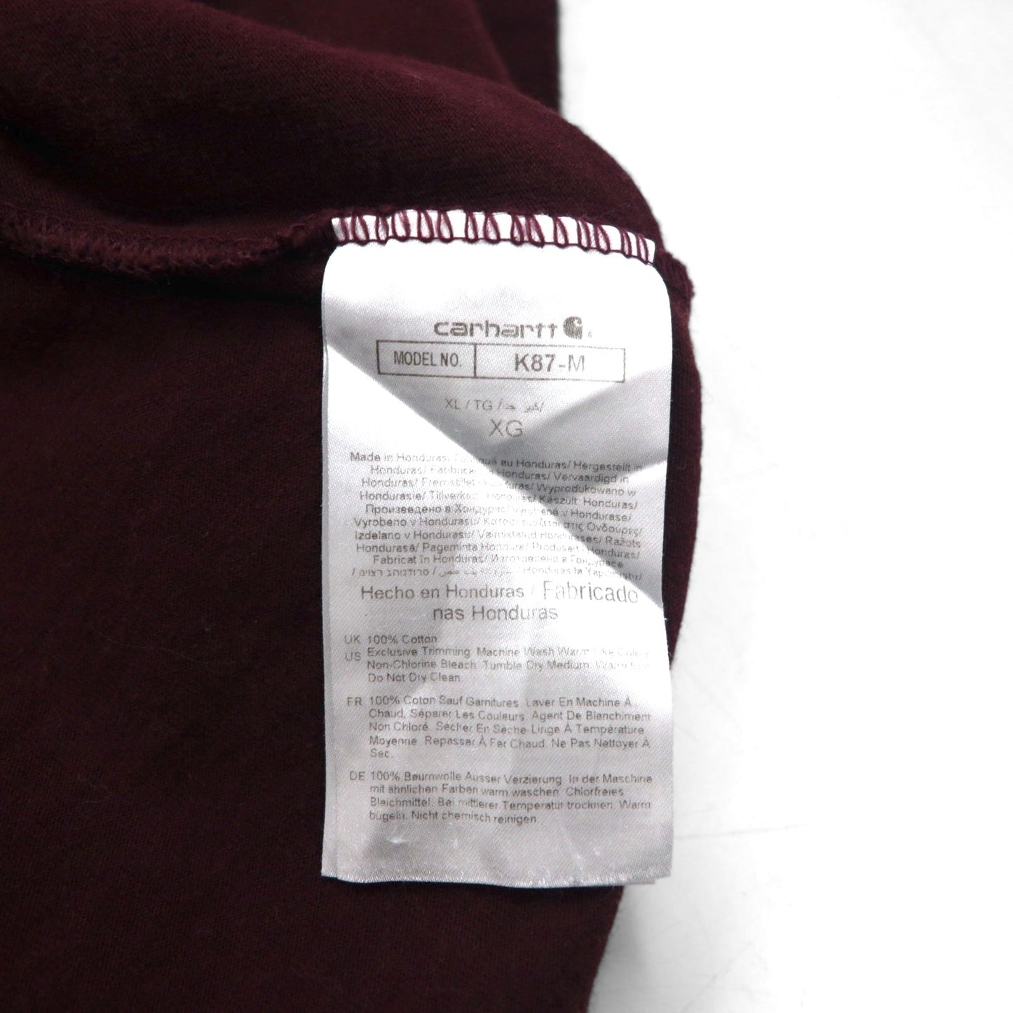 carhartt ルーズフィット LOOSE FIT ポケット Tシャツ XL ボルドー コットン ホンジュラス製