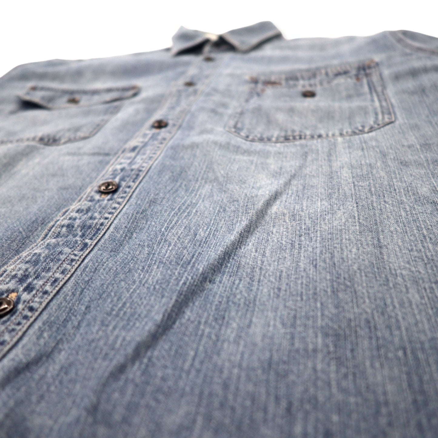 POLO JEANS CO. RALPH LAUREN 90年代 デニム ワークシャツ L ブルー コットン 猫目ボタン ビッグサイズ