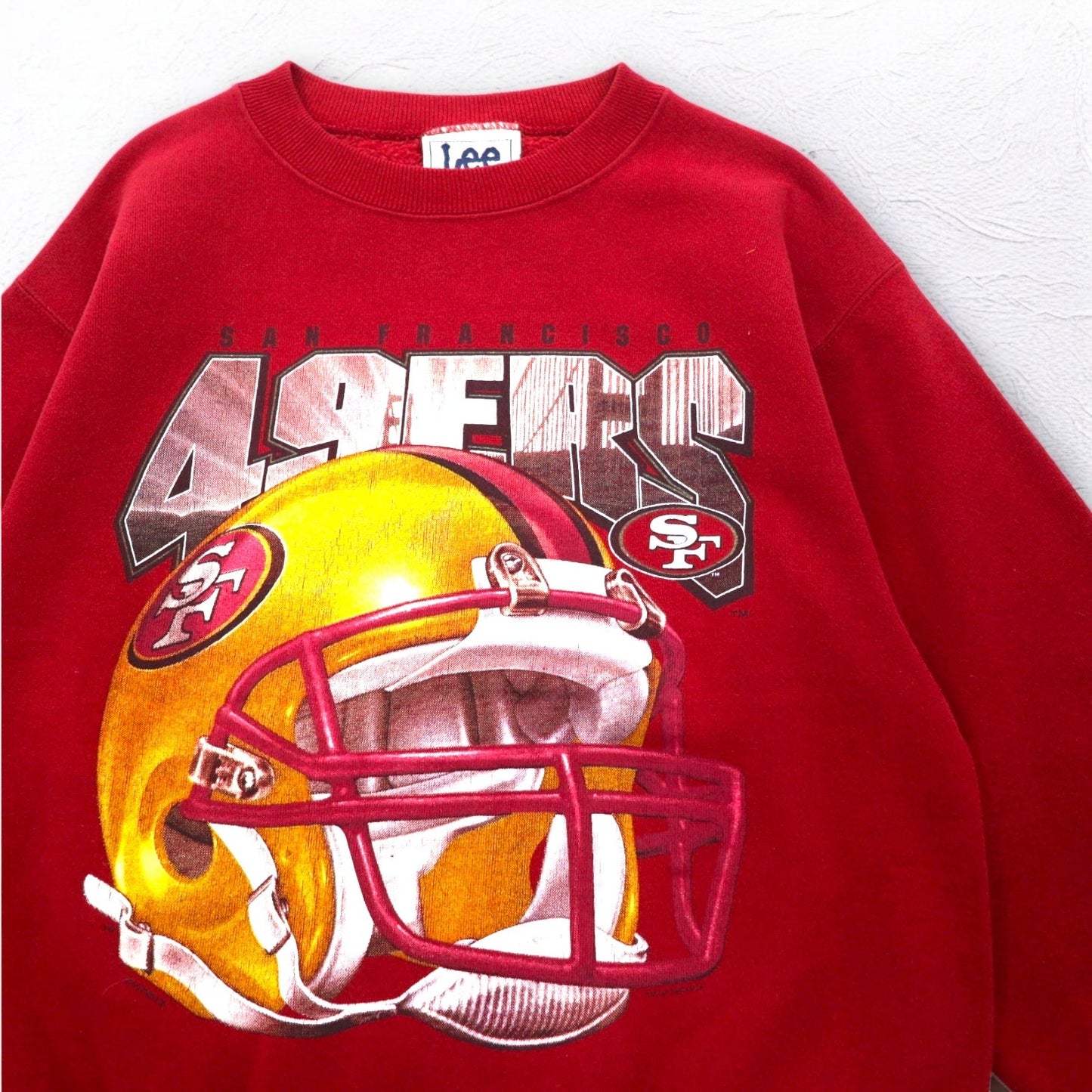 Lee USA製 90年代 NFL プリント スウェット L レッド 裏起毛 フットボール San Francisco 49ers