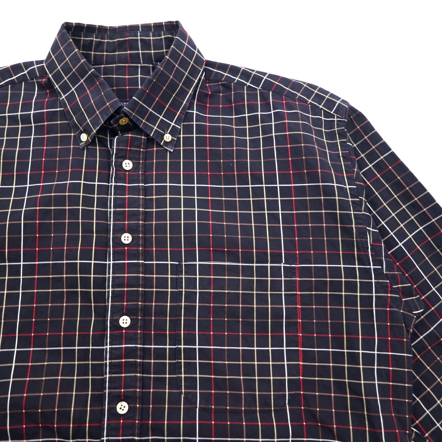 BURBERRY USA製 ビッグサイズ ボタンダウンシャツ L ブラック コットン ウィンドペンチェック