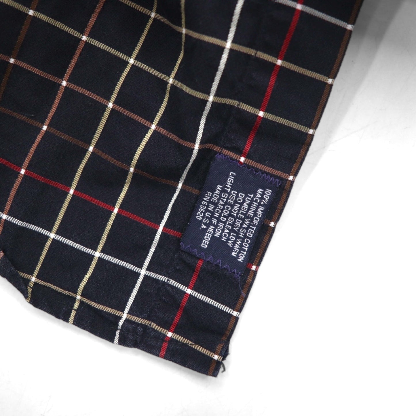 BURBERRY USA製 ビッグサイズ ボタンダウンシャツ L ブラック コットン ウィンドペンチェック