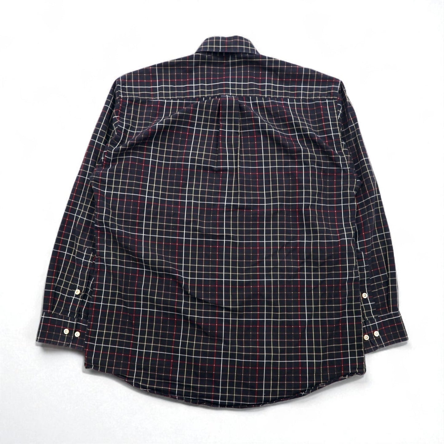 BURBERRY USA製 ビッグサイズ ボタンダウンシャツ L ブラック コットン ウィンドペンチェック