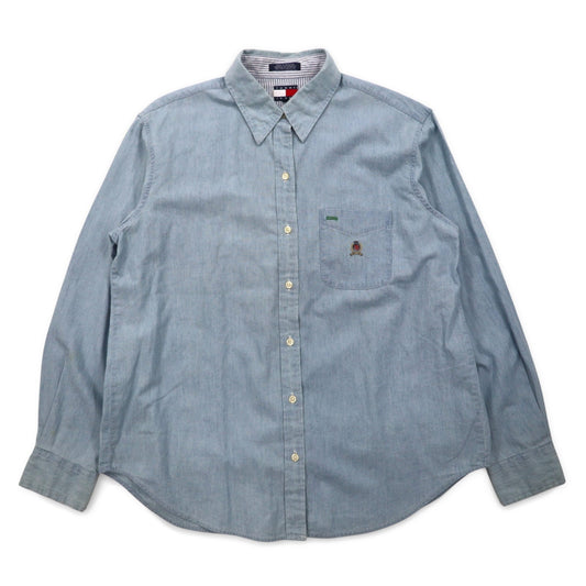 TOMMY JEANS 90年代 シャンブレーシャツ XL ブルー コットン ワンポイントロゴ刺繍