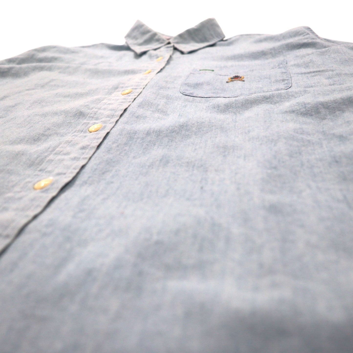 TOMMY JEANS 90年代 シャンブレーシャツ XL ブルー コットン ワンポイントロゴ刺繍