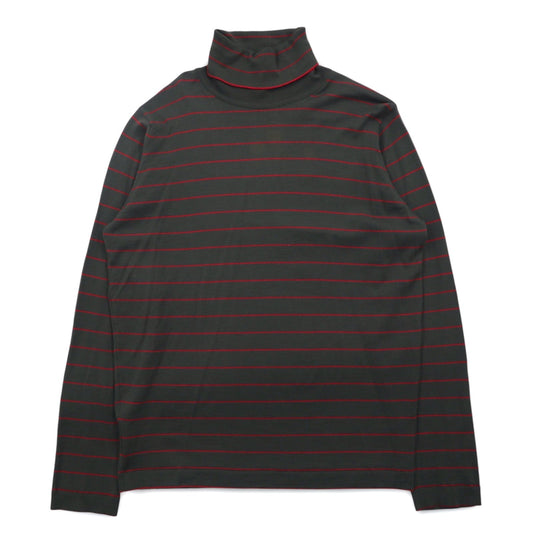 JOHN SMEDLEY イングランド製 タートルネック メリノウールニット セーター M カーキ ボーダー