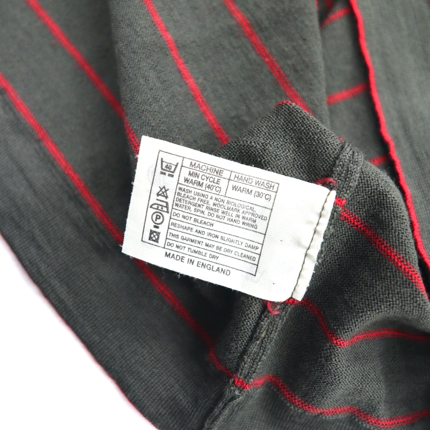 JOHN SMEDLEY イングランド製 タートルネック メリノウールニット セーター M カーキ ボーダー