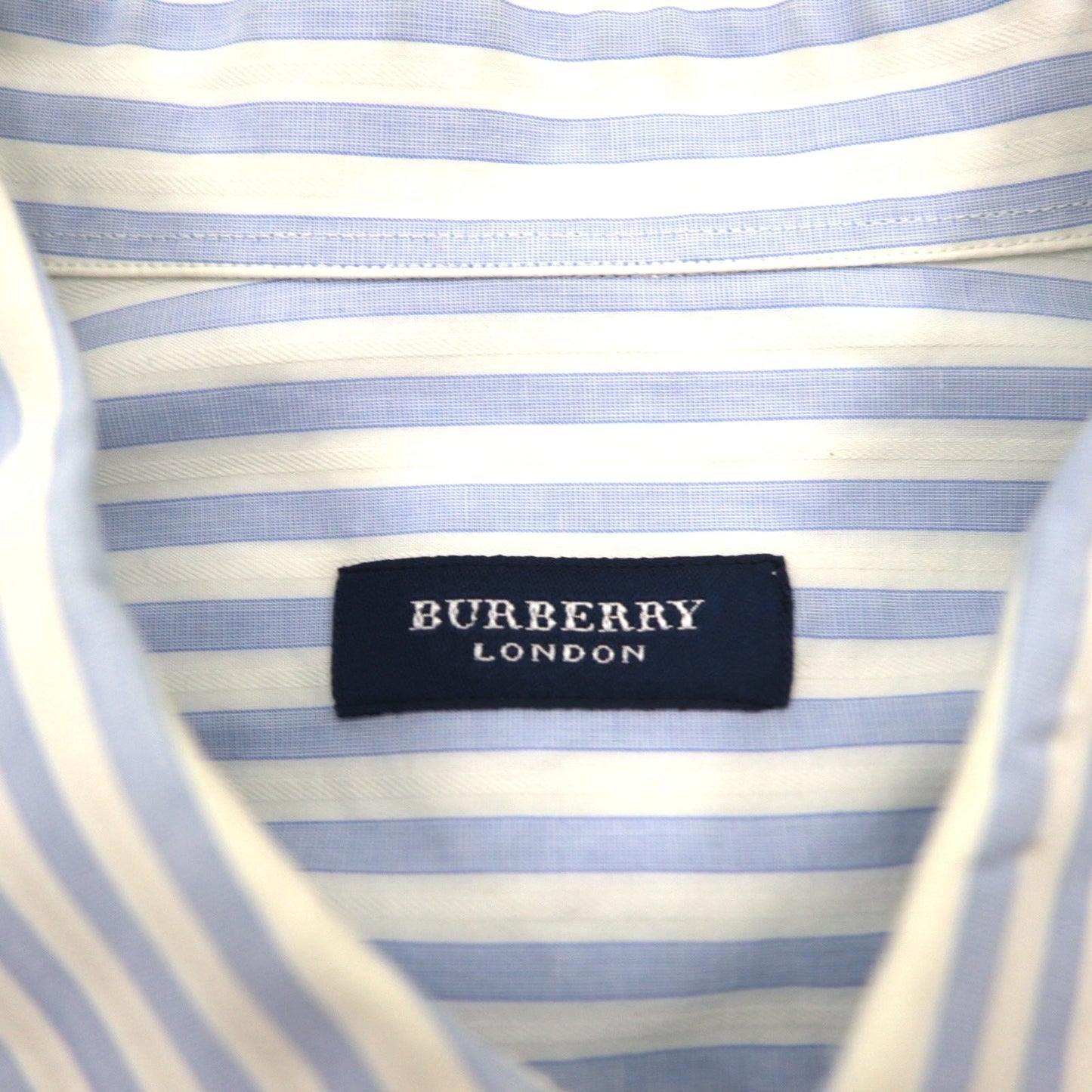 BURBERRY ワイドカラー ストライプ ドレスシャツ XL ブルー ホワイト コットン