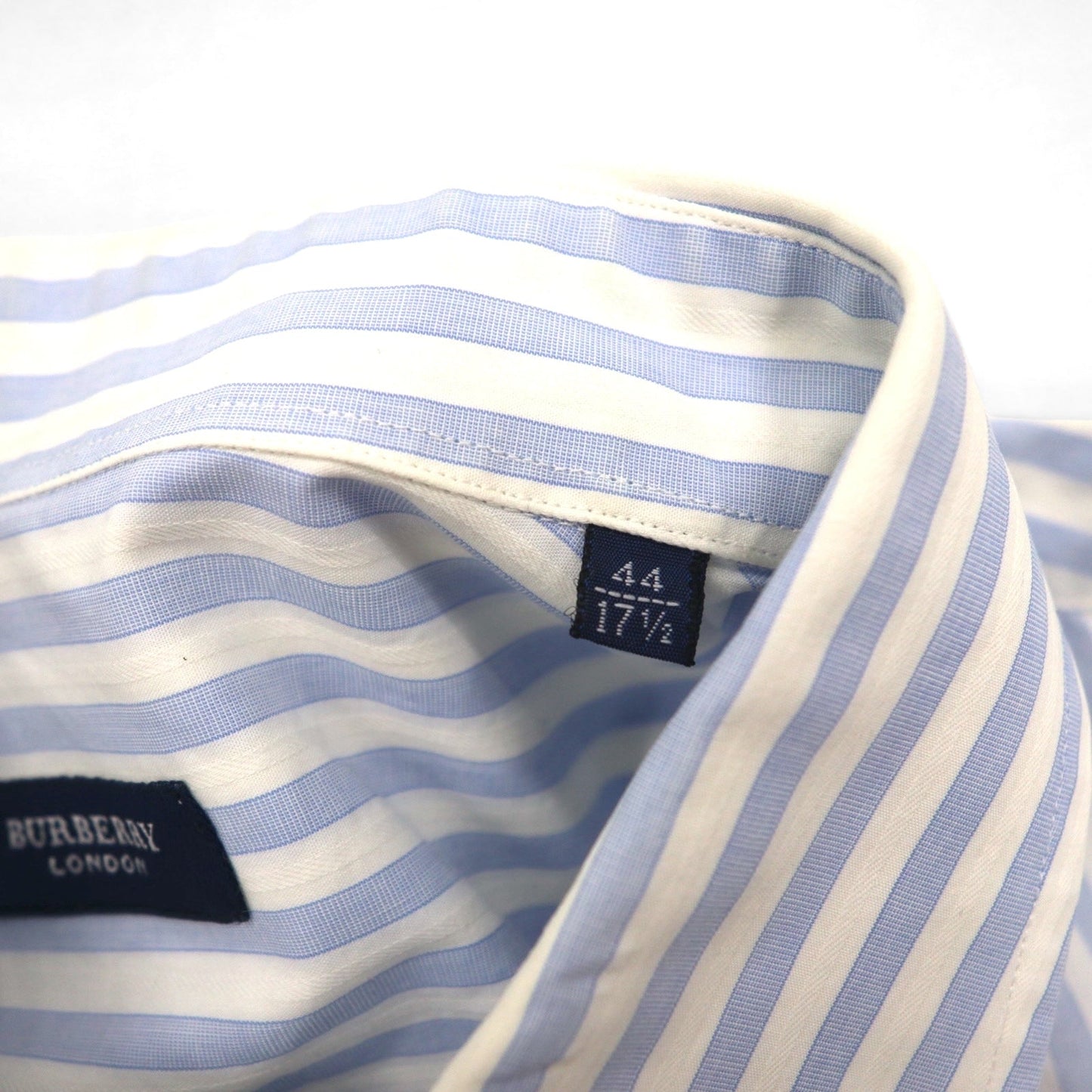 BURBERRY ワイドカラー ストライプ ドレスシャツ XL ブルー ホワイト コットン