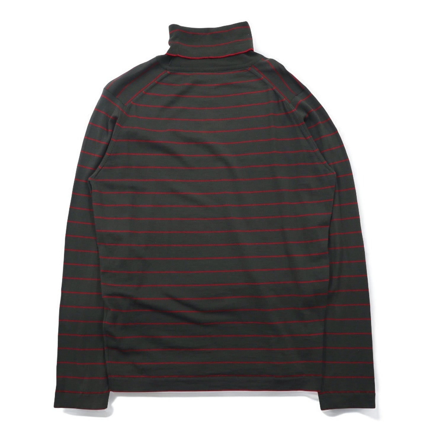 JOHN SMEDLEY イングランド製 タートルネック メリノウールニット セーター M カーキ ボーダー