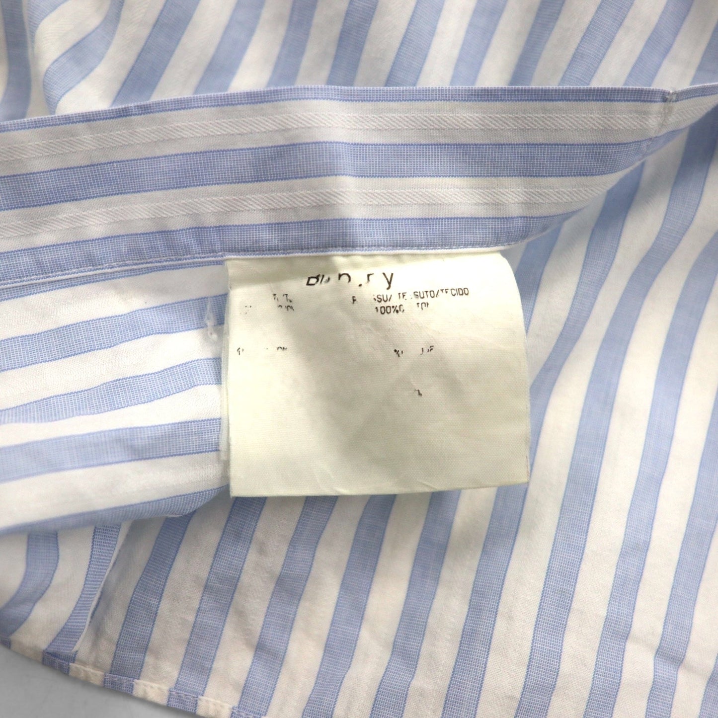 BURBERRY ワイドカラー ストライプ ドレスシャツ XL ブルー ホワイト コットン