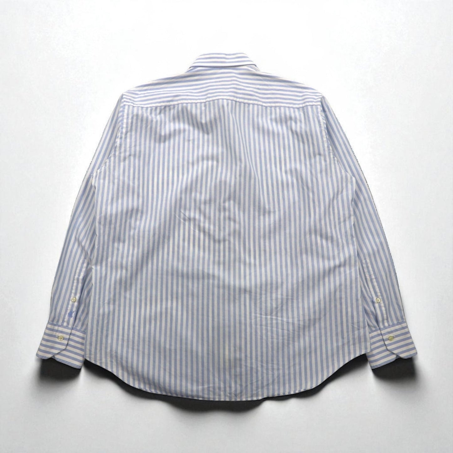 BURBERRY ワイドカラー ストライプ ドレスシャツ XL ブルー ホワイト コットン