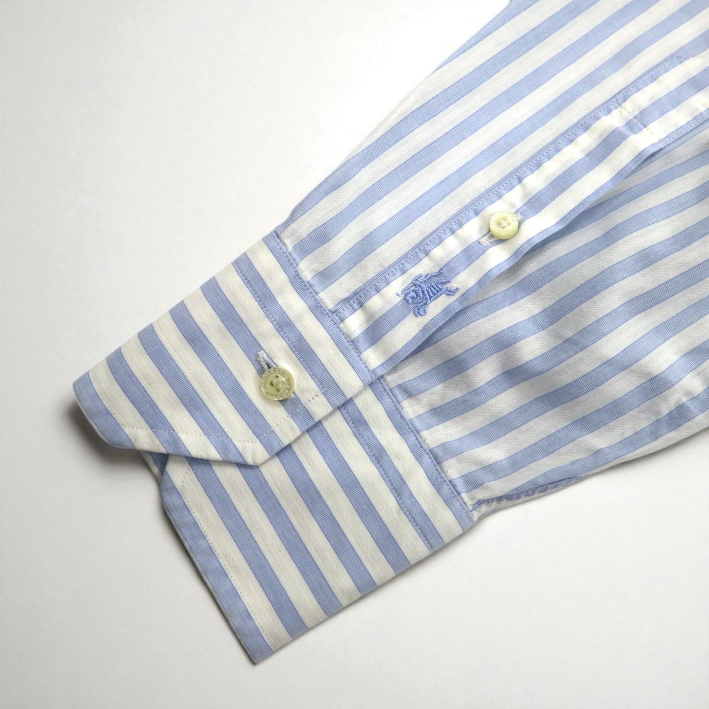 BURBERRY ワイドカラー ストライプ ドレスシャツ XL ブルー ホワイト コットン